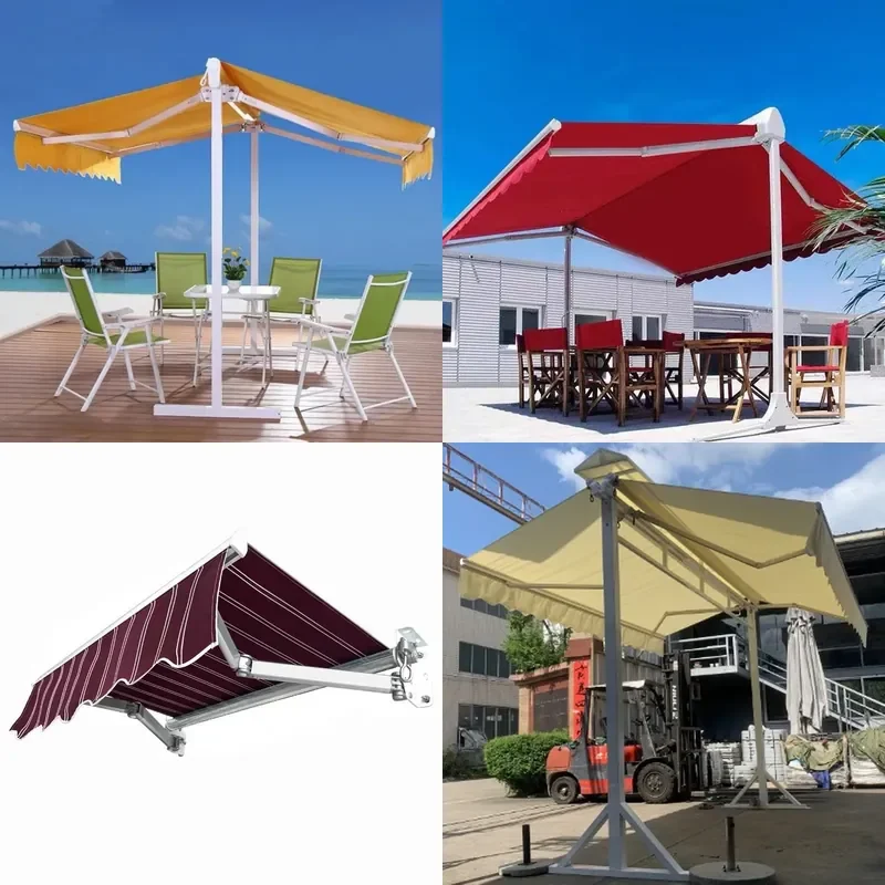 Double Open Butterfly Awning Outdoor Sunshade Tent for Cafe Patio Customizable Size Weather Resistant Canopy Shelter