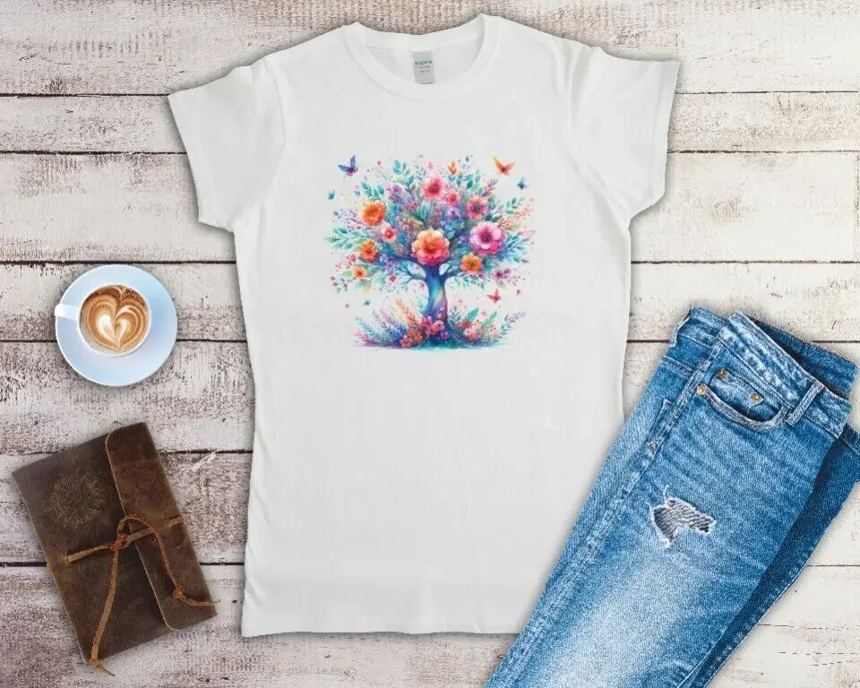 Magical Blooming Tree Ladies Fitted T Shirt Sizes SMALL-2XL