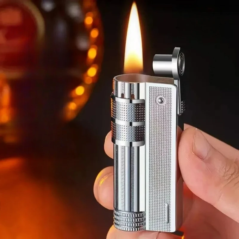 Klassisches Kupfer, winddicht, Kerosinfeuerzeug, Benzin, Vintage-Stil, Öl, Benzin, nachfüllbar, Feuerstein, Zündung, Schleifscheiben, Rauchen