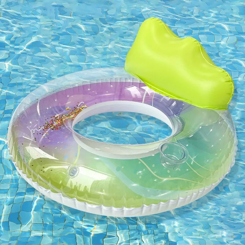 Anillo de natación doble grueso para adultos con mango, estampado de nubes de tinta de agua brillante para parejas, hombres y mujeres, flotador inflable para piscina