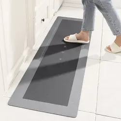 Tapis de Bain Super Absorbant en Polymères de Sol de Cuisine, Anti-glisse, Lavable, à Longue Bande