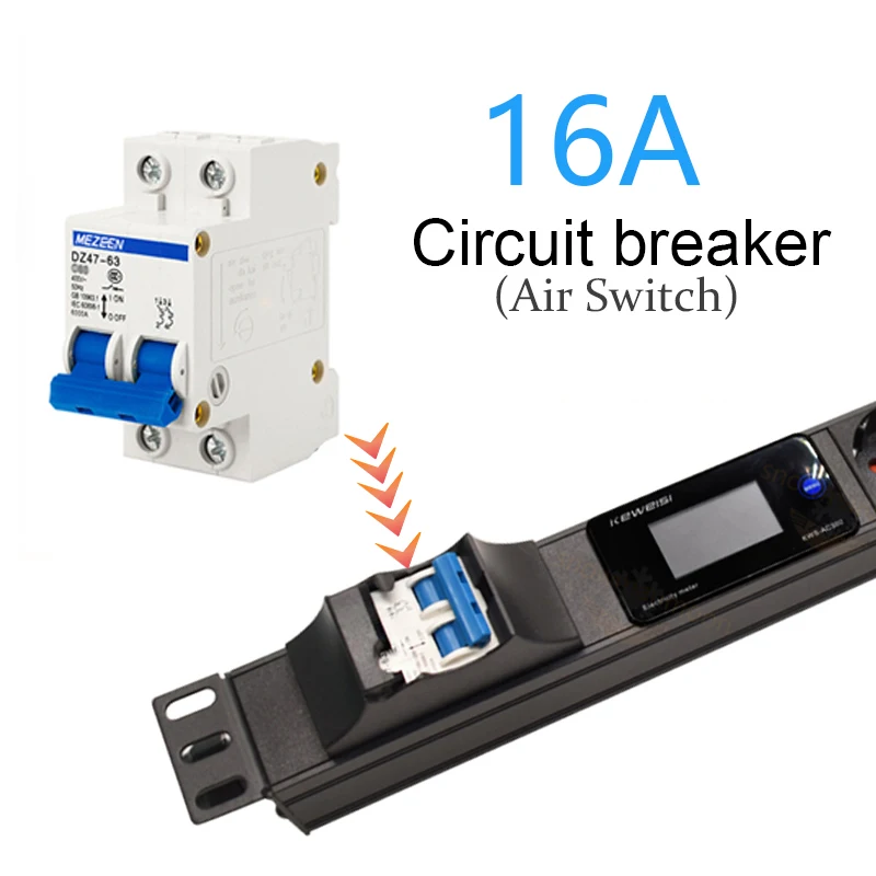 Network Cabinet Socket 2-7 Ways French Socket PDU Distribution Unit Digital Display Power Meter 4000/8000W Without Wire strip