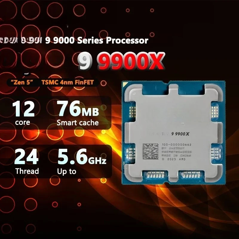 

R9 9900X Новый процессор 5,6 ГГц, 12 ядер, 24 потока, 76 МБ, игровой кэш, 4 нм, TDP, 120 Вт, разъем AM5, игровой процессор Zen 5