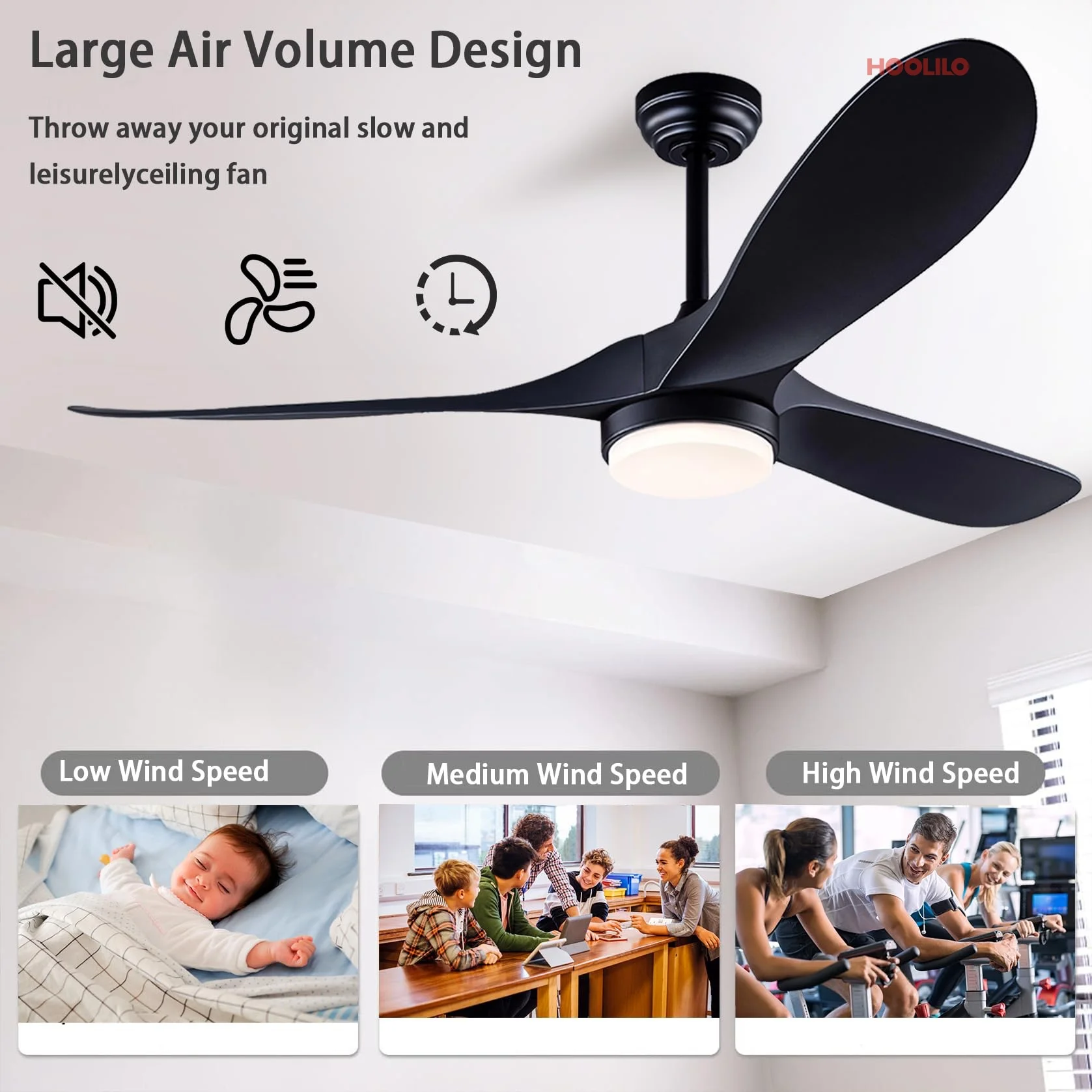 52 60 Inch ABS Bland Ceiling Fan with LED DC 85V - 260V Motor Remote Control ventiladores para casa