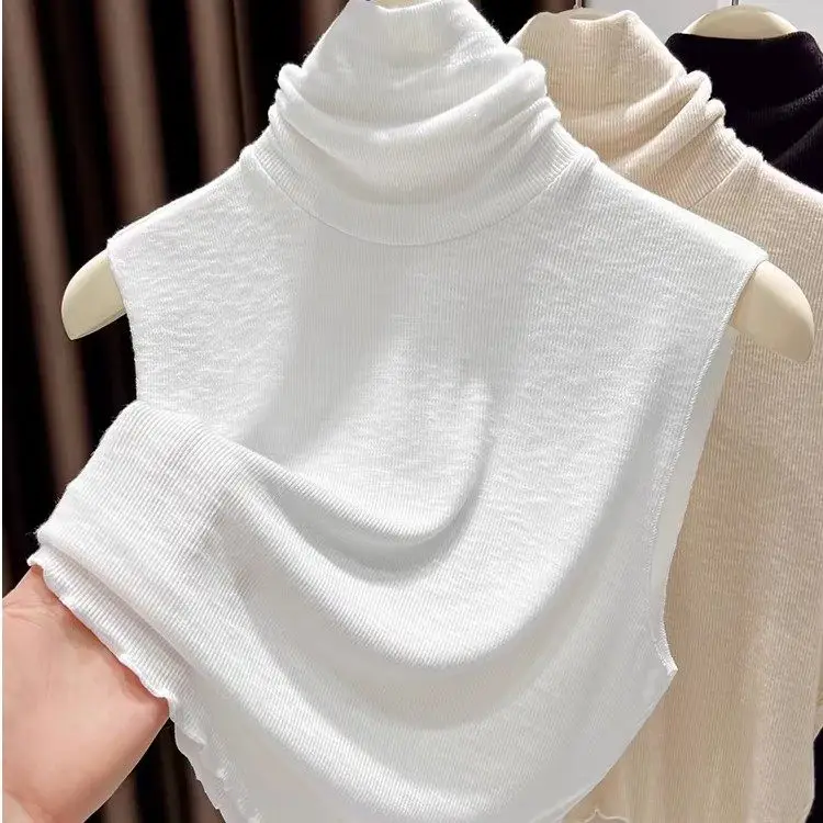 Autumn High Collar Nude Knitted Sleeveless Base Shirt Women's Inner Wear Versatile High End Autumn Winter Base Layer Top