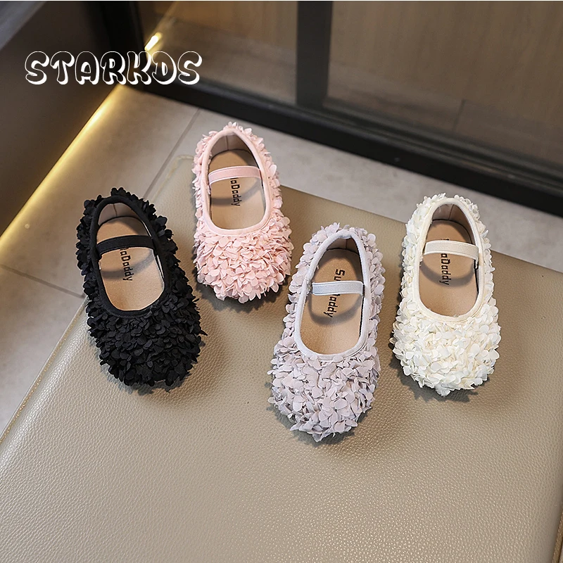 

Pink White Lace Flower Ballerina Shoes Kids Girl Brand Design Round Toe Elastic Band Ballet Flat Baby Child Wedding Party Zapato