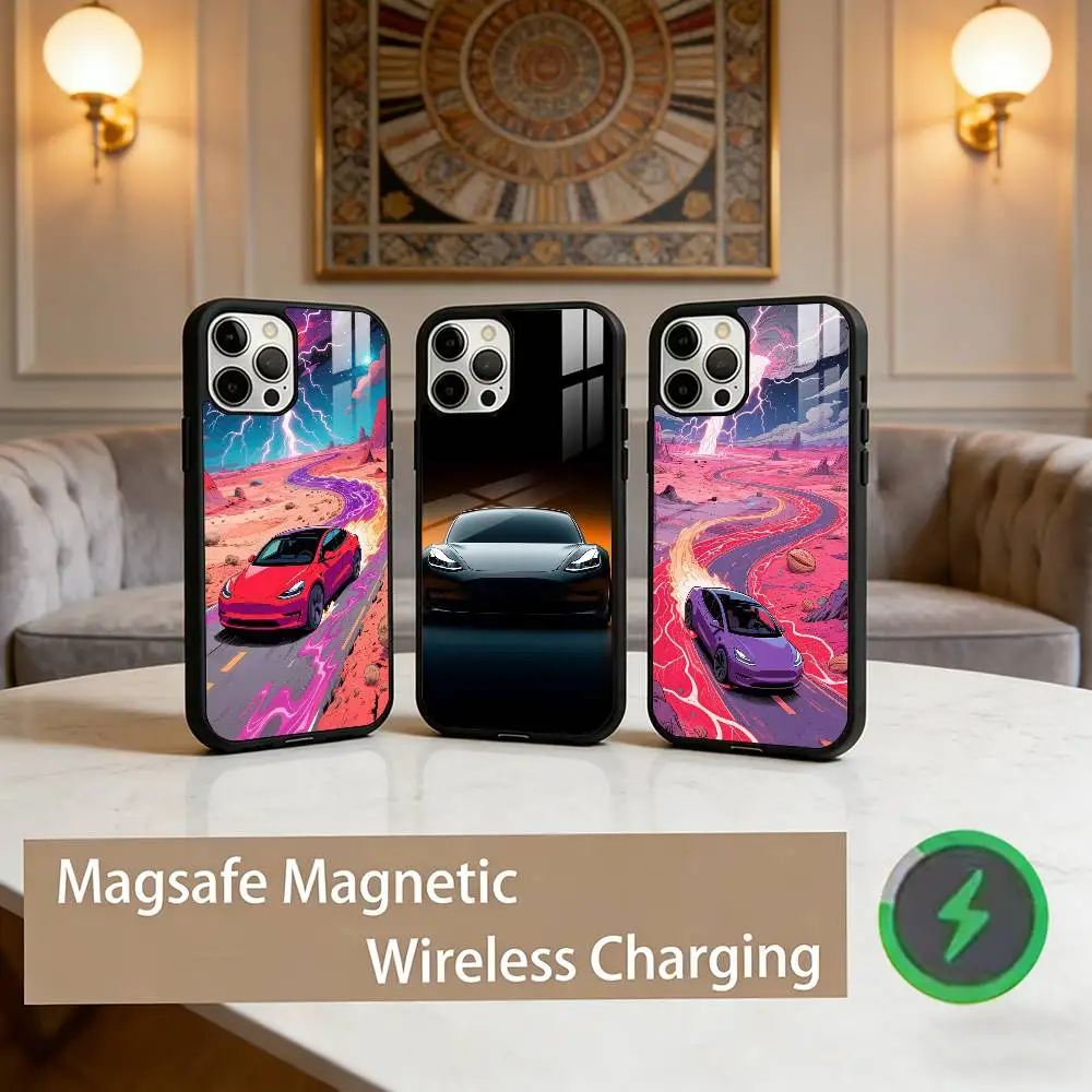 

COOL Car Mo-del Y Phone Case For iPhone17,16,15,14,13,12,11 Plus,Pro Max Magnetic For Magsafe Wireless Charging