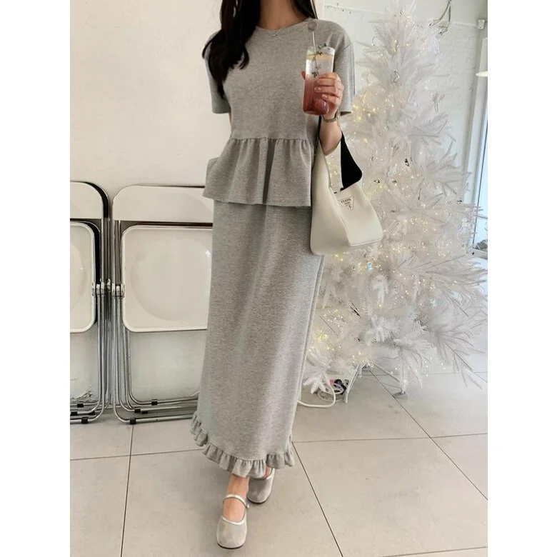 

Faionable Slimming Top And f Skirt Set with Wood ain Two Piece Set for Women Dongda Gate Sle 2025 Cotton Material