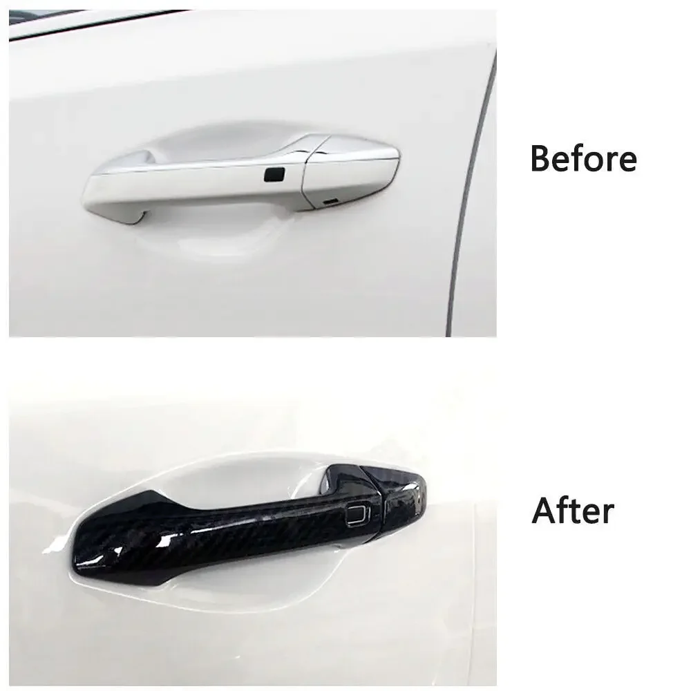 For LHD Kia Cerato Forte K3 2019-2022 Car Carbon Fiber Style Exterior Door Handle Moulding Cover Trim Sticker Decor Accessories