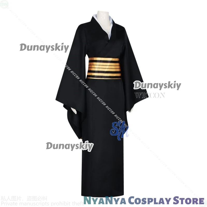 Nakime Косплей Demon Аниме π로윈 의상 Фильм ужасов Черное длинное платье Униформа Японское кимоно Парики Хэллоуин Маска бесконечности Замок