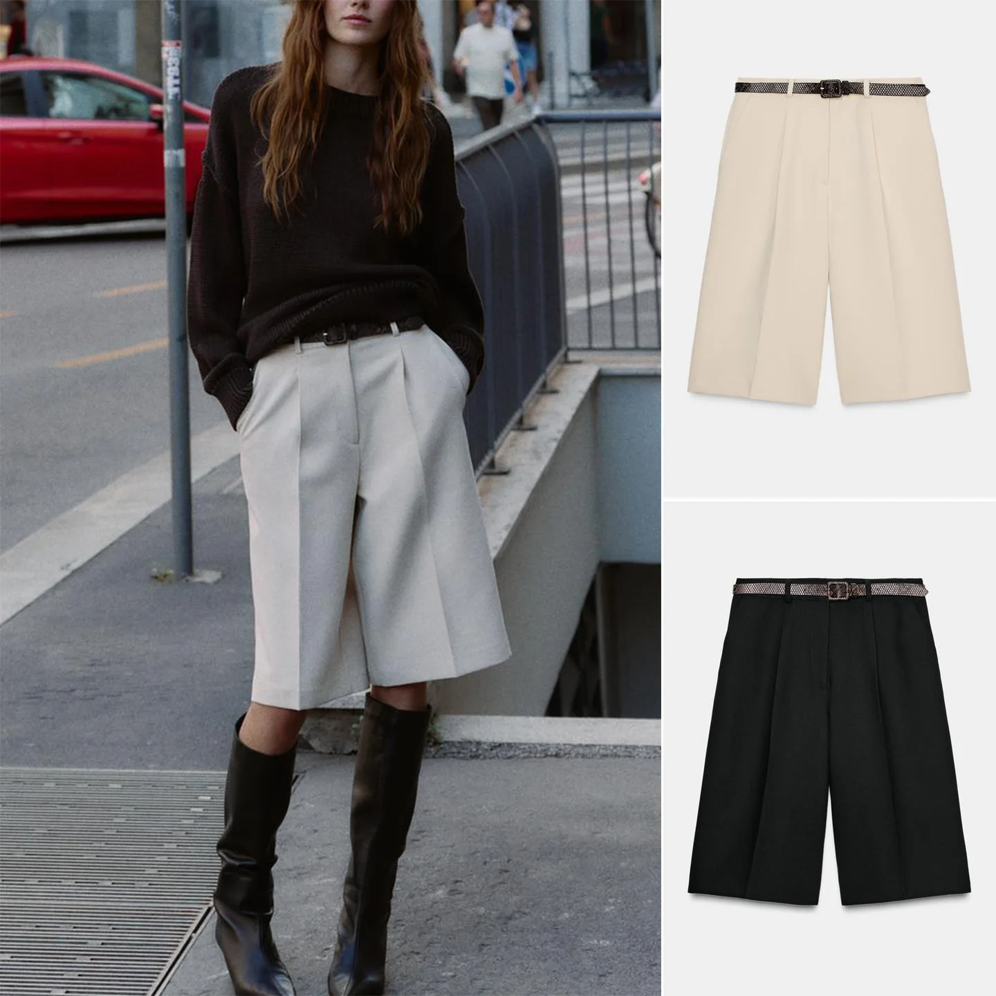 شتاء جديد المرأة عارضة مطوي تصميم سستة عالية الخصر مربوط السراويل الطويلة ort عالية الخصر سستة ألياف البوليستر السيدات #1