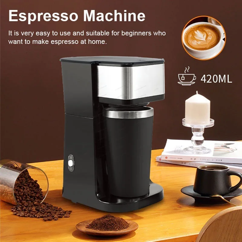 110V Single Cup Coffee Maker with Cup for Home Kitchen Office Hotel Dormitory Coffee Tea Brewing