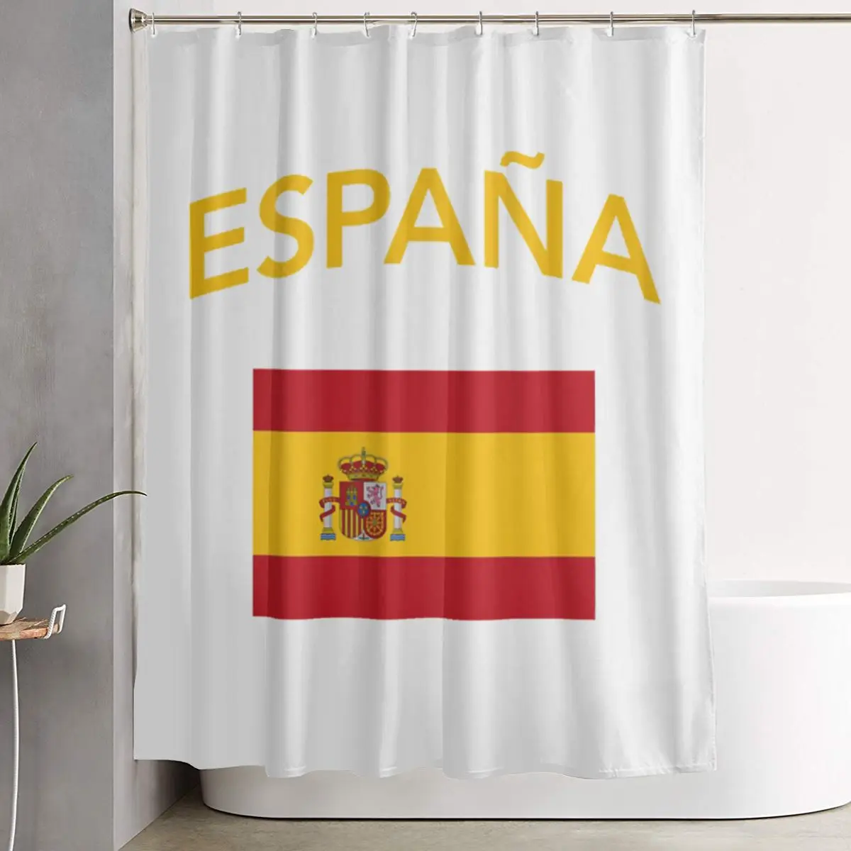 

Занавеска для душа с испанским флагом, полиэстеровая, водонепроницаемая, для ванной комнаты, с крючками