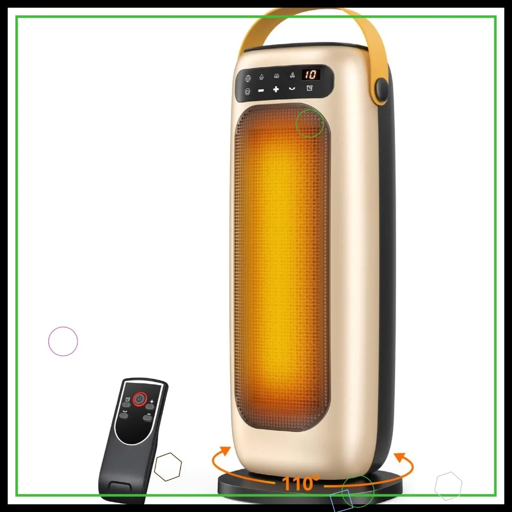 

1500W PTC Ceramic Electric Space Heater with Remote, LED Touch Display, 110° Oscillation, Timer for Bedroom Office