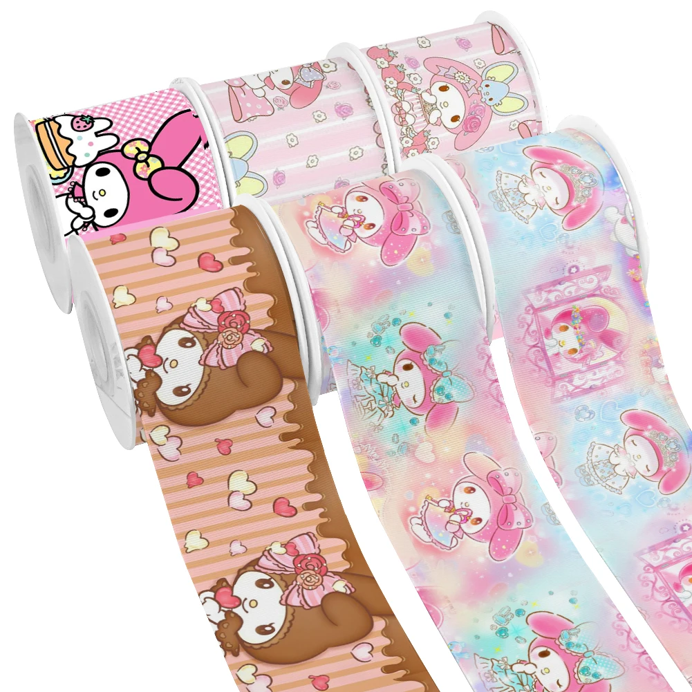 Japanese Sanrio Cartoon My Melody Design Printed Grosgrain Satin Ribbon for Gift Wrapping Hair Bow 50 Yards