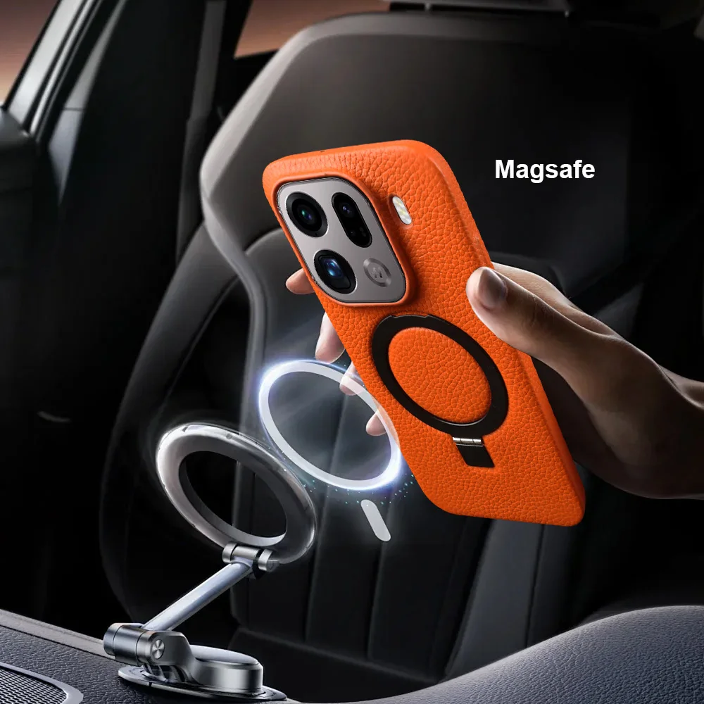 Magnetic Bracket Ring Genuine Leather Case For OPPO Find X10 Pro Max X9 Ultra X8 X7 Pro Phone Case Cover X9Pro X9Ultra Coque Bag