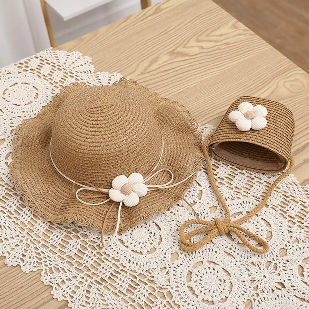 Summer Kids Straw Cap Bag Kids Sun Hat Baby Travel Sun Protection Beach Hat Sun Fisherman Hat for Children