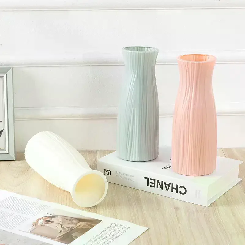 Plastic Dried Flower Vase With Minimalist Geometric Plastic Flower Pot Living Room Small And Fresh Flower Arrangement Decoration