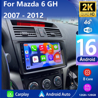 Android 16 Wireless Carplay Auto For Mazda 6 2 GH 2007 - 2012 Car Radio Multimedia Video Player 4G LTE 5G WIFI GPS NAVI QLED DSP