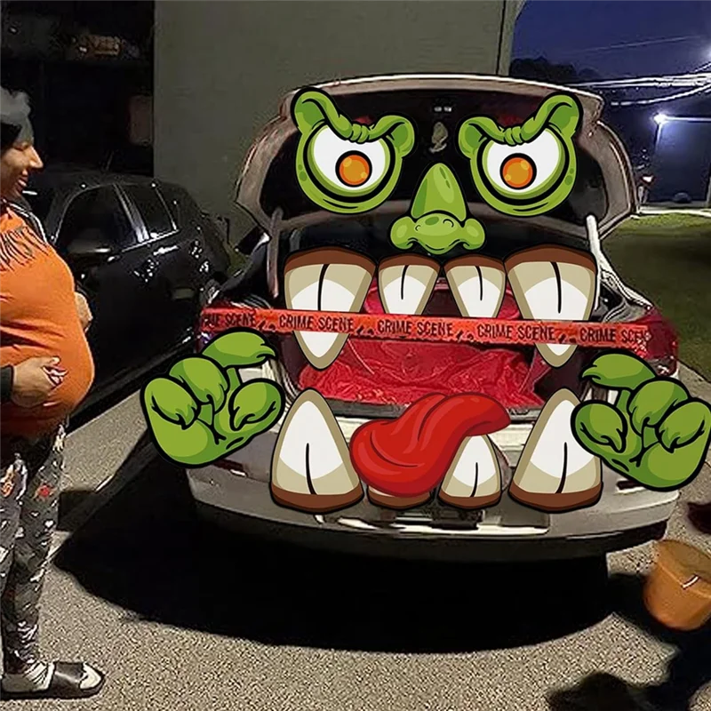 

Trunk Or Treat Car Decorations Kit For SUV, Halloween Cute Ogre Face Car Decorations Kit, Garage Door Decorations