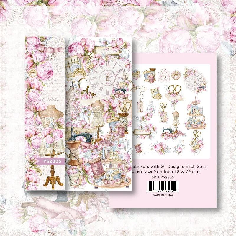 Vintage Shabby Chic Girl Tea Cup Rabbit Cat Floral Old Script Collage Background Scrapbook Paper Junk Journal DIY Craft Card