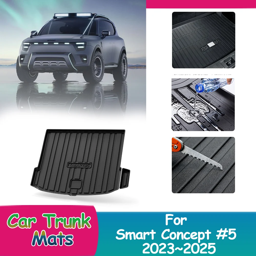 

1PC For Smart Concept #5 2023~2025 2024 Full Coverage Custom Car Trunk Mats Waterproof Pads Luggage Cushion Tray Accessories.