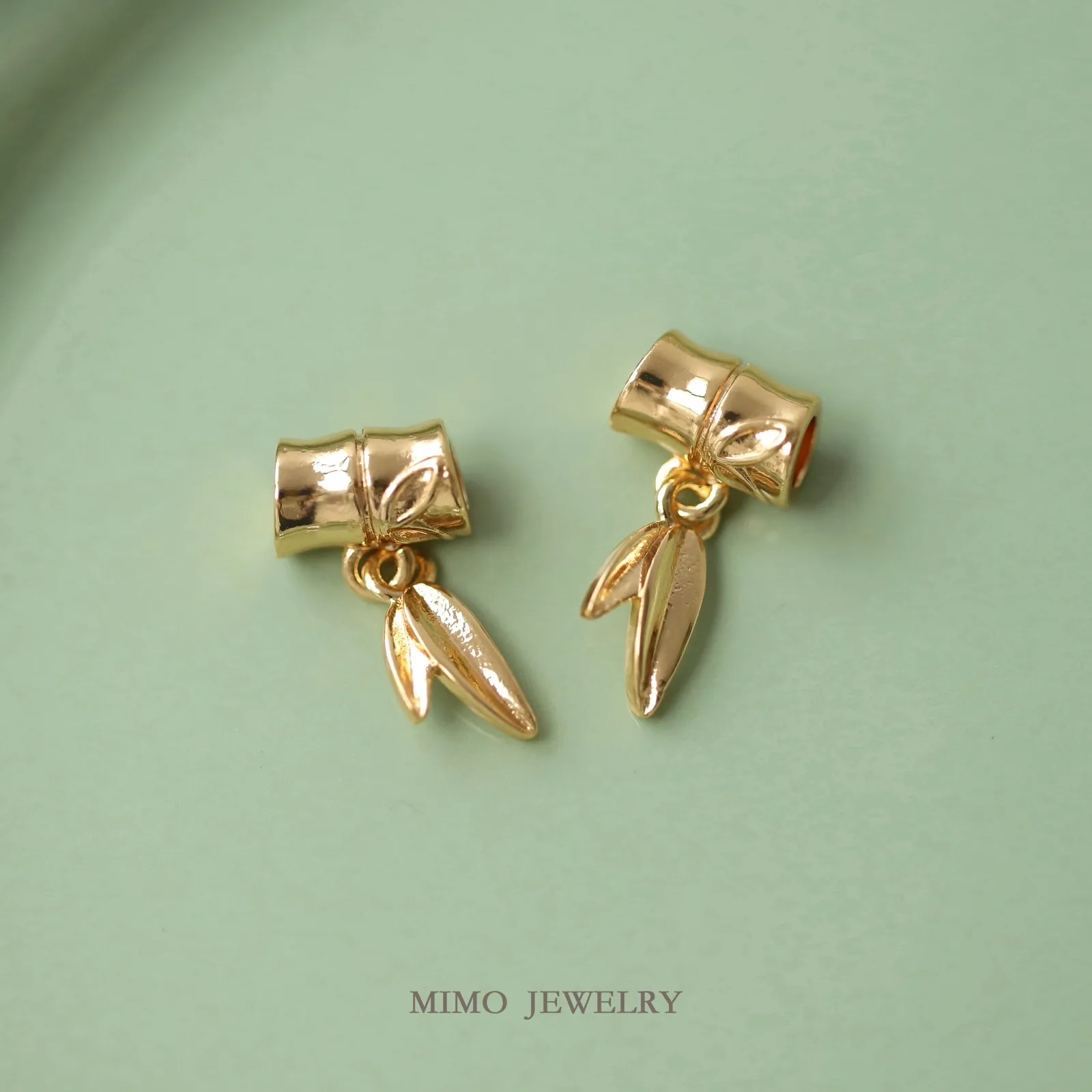 National Style Bamboo Nodes, Bamboo Leaves, Separated Beads Charms Pendant Supplies DIY Hand Brass Gold Plated Accessories