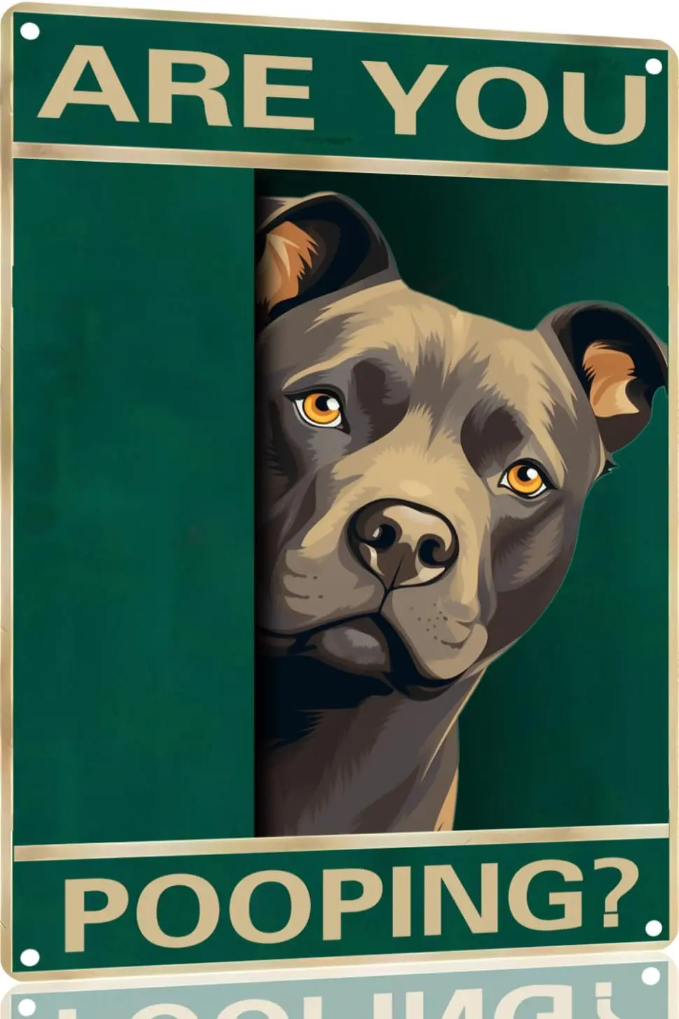 Staffordshire-Bull Terrier Vintage Metal Tin Sign Are You Pooping Sign Bathroom Funny Art Poster Decoration Toilet Cave Bar Home