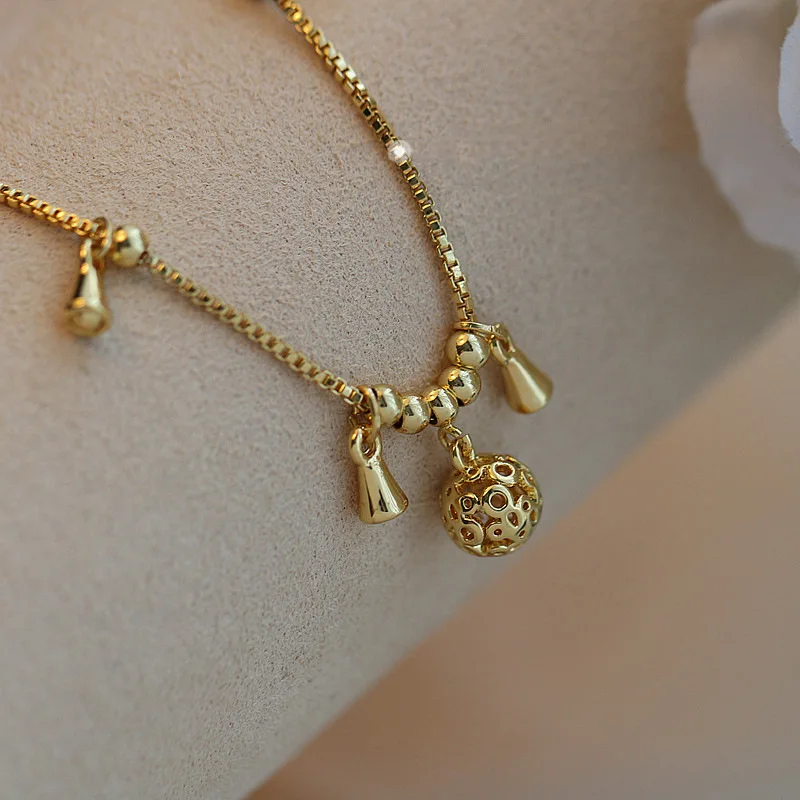 

Anklet Gold Color Beads Drop Openwork Ball Vintage For Woman Girl Fashion Jewelry Gift Dropship Wholesale