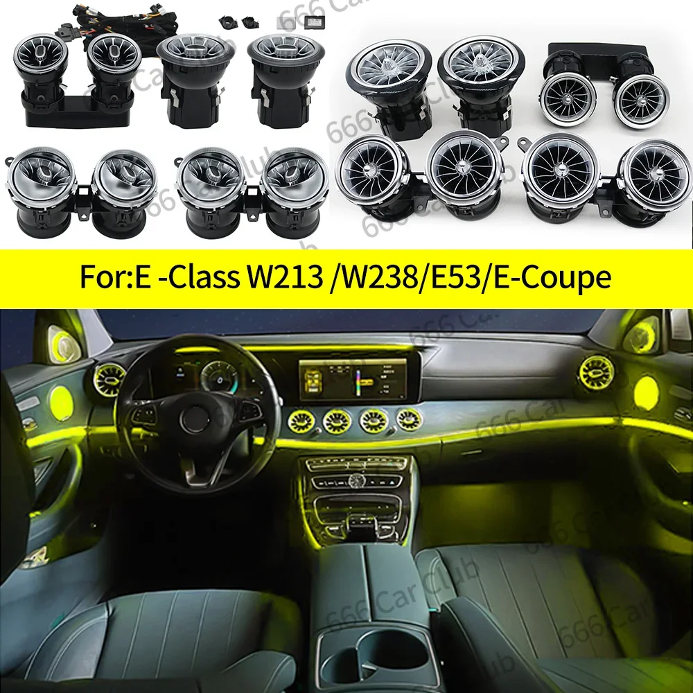 64 Color LED Air Vent For Mercedes Benz W213 E53 E250 E-Class W238 E-Coupe Indoor Ambient Light Turbine Nozzle Decorative Lamp