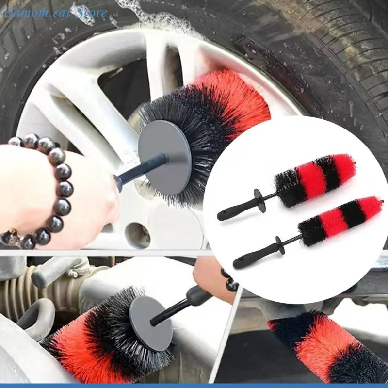 A2UC Double Head Wheel Cleaning Brush Set Non Scratch Design Tire Cleaning Tool Border Cleaning Brush for Auto Detailing & Care