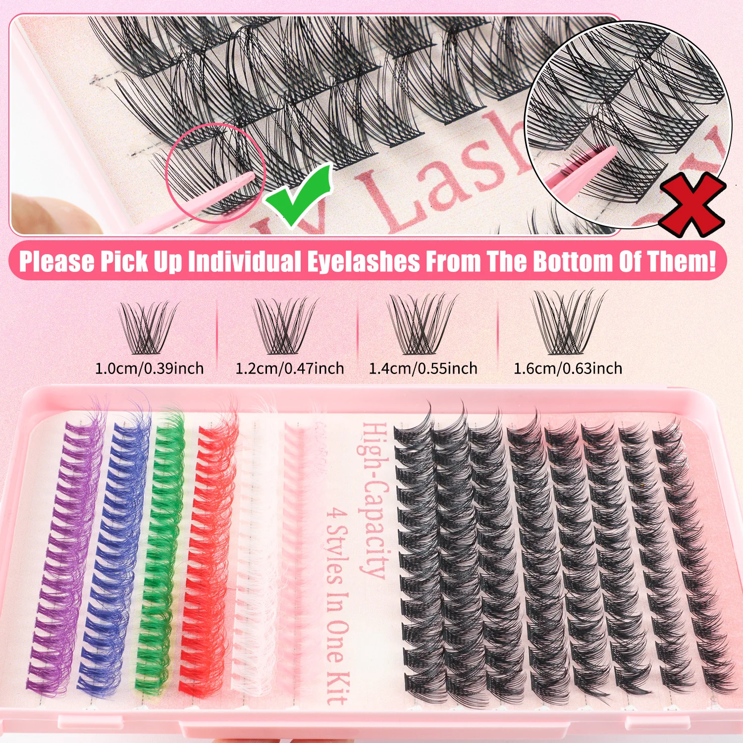 392/600Cluster Eyelashes Colorful False Eyelashes Halloween Cosplay DIY Eye Makeup Tool For Women