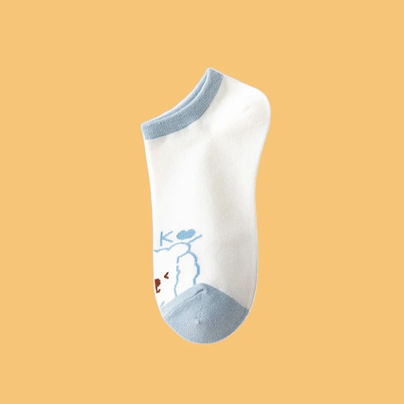 Chaussettes Courtes Respirantes de Haute Qualité pour Femme et Fille, Accessoire de dehors, Coupe Basse, Blanc, Bleu, à la Mode, 5/10 Paires