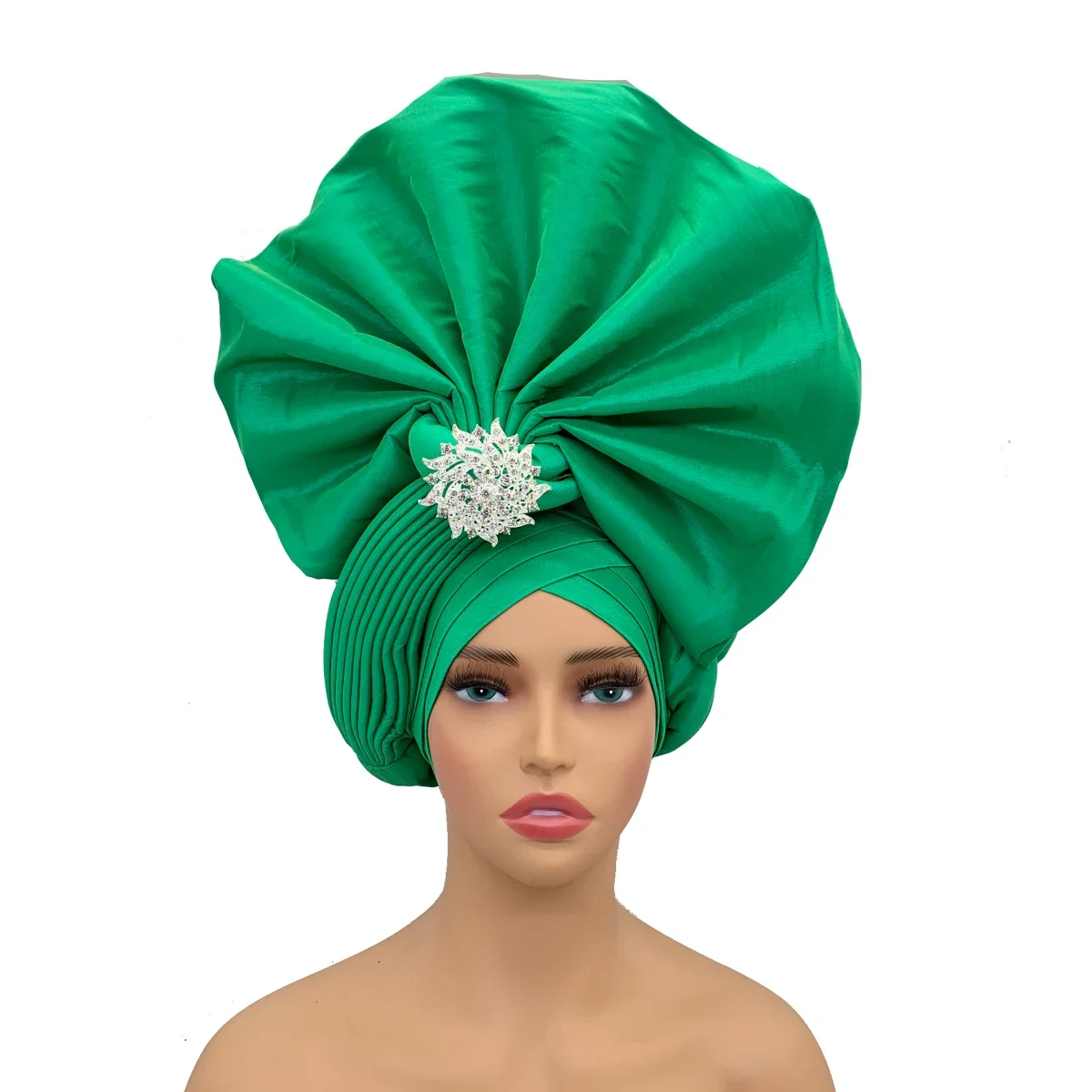 African Auto Gele Headtie Wedding Geles Party Headgear Female Head Wraps Diamond Autogele Head Ties﻿ Fashion Women\'s Turban Cap