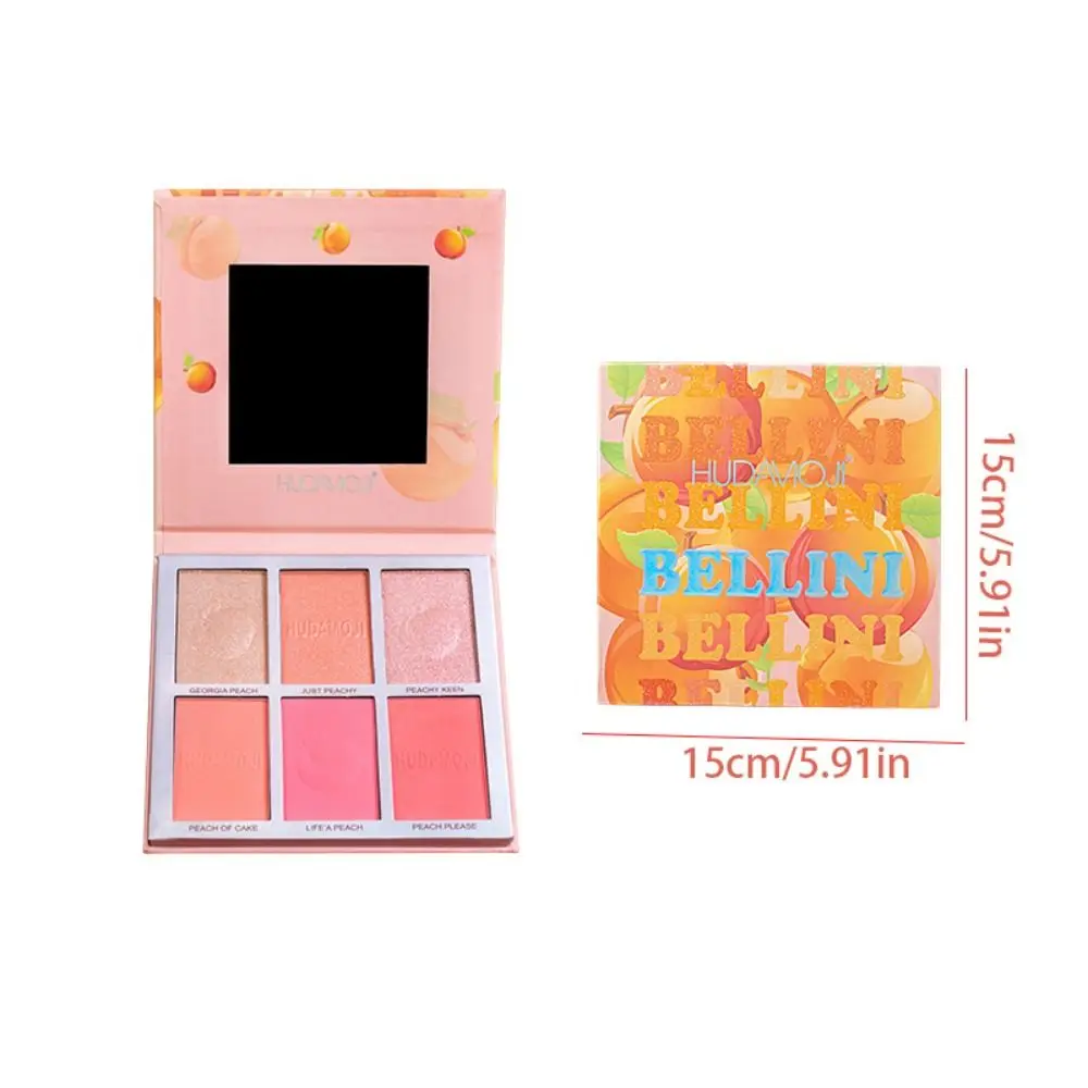 Evidenziatore multiuso Ombretto a sei colori Shimmer Palette di fard rosa Fard in polvere glitterata a lunga durata Estate