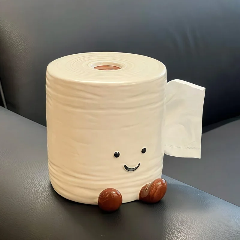 New Home Cute Roll Paper Household Living Room High-End Tissue Box Desktop Decoration