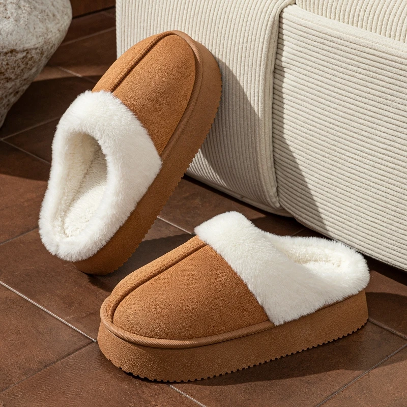 

Soft High Thick Sole Women's Slippers Boot Comfy Winter Outdoor Warm Couples Indoor Fashion Wear Anti-slip Simple Fuzzy Shoes