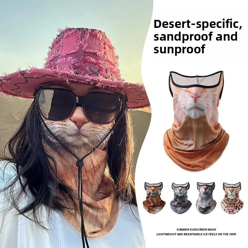 Desert  Unisex Full-Face UV Protection Sunshade Mask Ear Hanging  Pattern Sandproof One-Piece Neck Protector