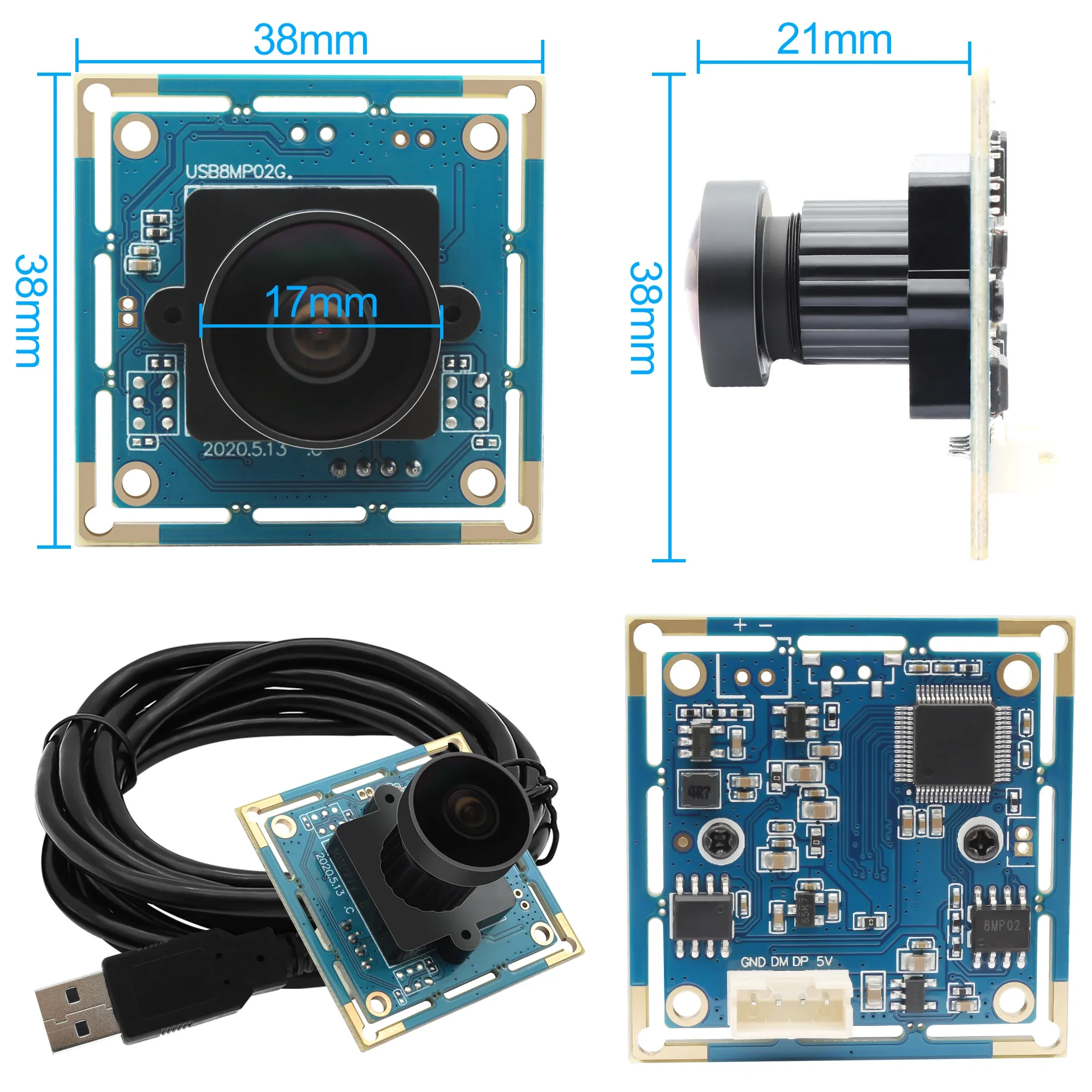 2026 New Webcam 4K Wide Angle 120/190 Degree Fisheye USB Camera Module For PC High Speed Plug And Play 8MP Living Stream Web Cam