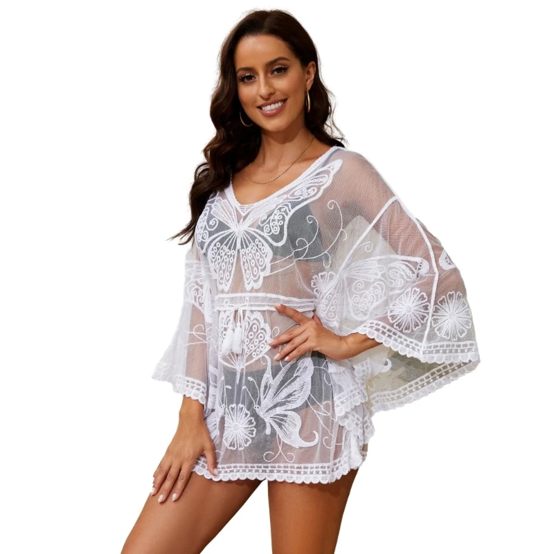 

Y1UB Women's Beach Swimwear Sexy See Through Sheer Mesh Dress Swimsuit Cover Ups