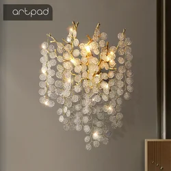 Accesorios de iluminación de pared de cristal modernos, lámpara decorativa ostentosa para sala de estar, mesita de noche, iluminación de escalera