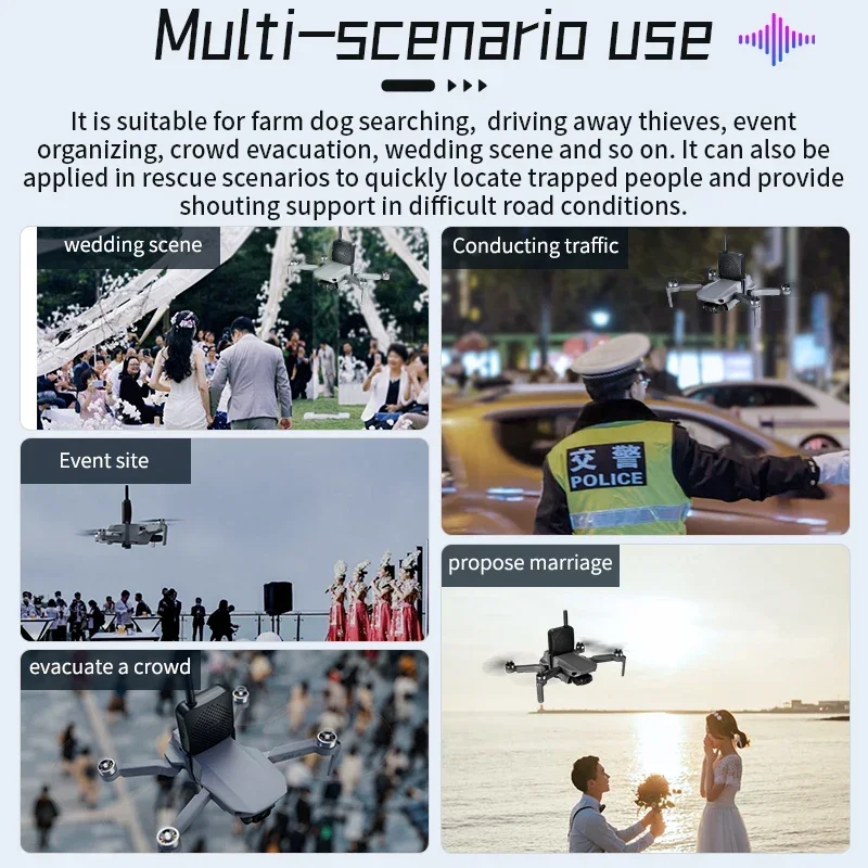 Mini Drone Wireless Speaker Megaphone For DJI Mini 4K/Mini 2 SE/Air 3S/Mavic 2/3 Pro/Avata 21000M Distance Remote Loudspeaker