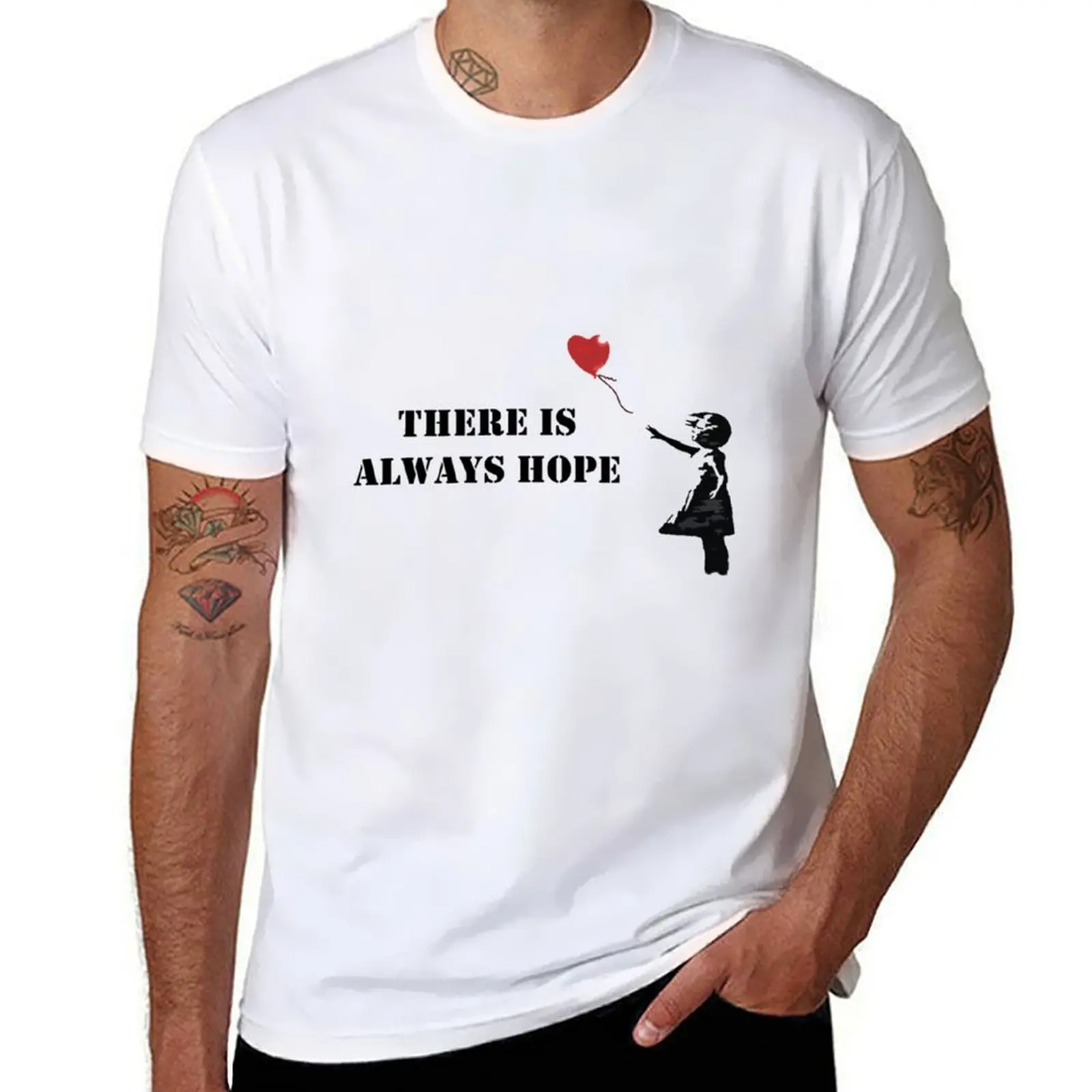 

Banksy There is always hope Active T-Shirt boys animal print funny shirt cotton shirts men