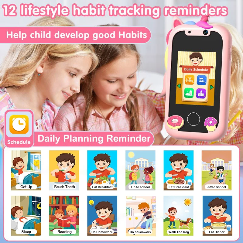 Unicorn Kids TouchScreen Toy Phone Camera MP3 Music Player Educational Birthday Gifts For Boys Girls