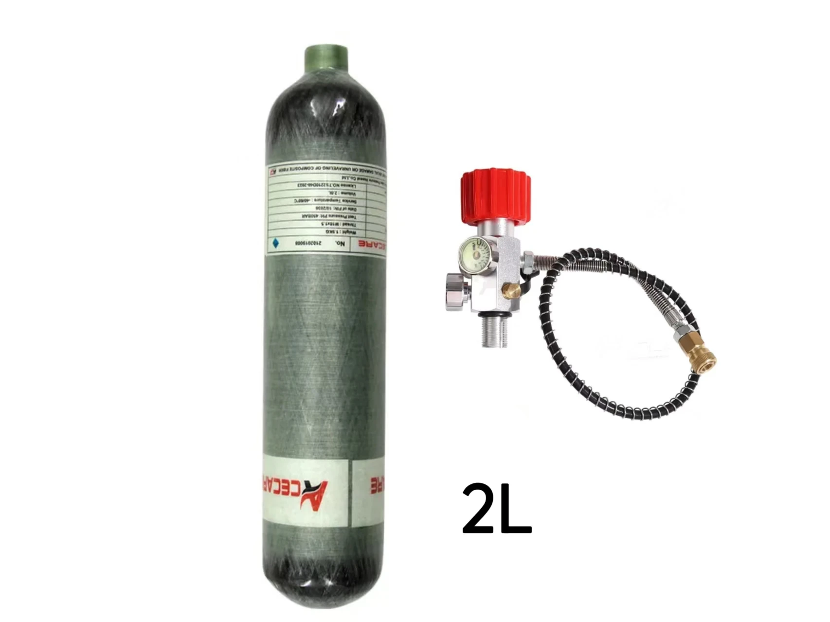 ACECARE 4500Psi 2L Hochdruck-Kohlefaserzylinder mit reguliertem Doppelmanometer-Einstellventil zum Tauchen M18*1,5