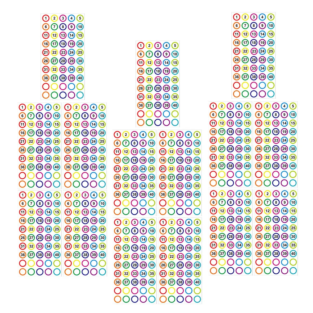

20 листов цветных наклеек с номерами, самоклеящиеся этикетки для классификации и маркировки, для организации хранения и офиса