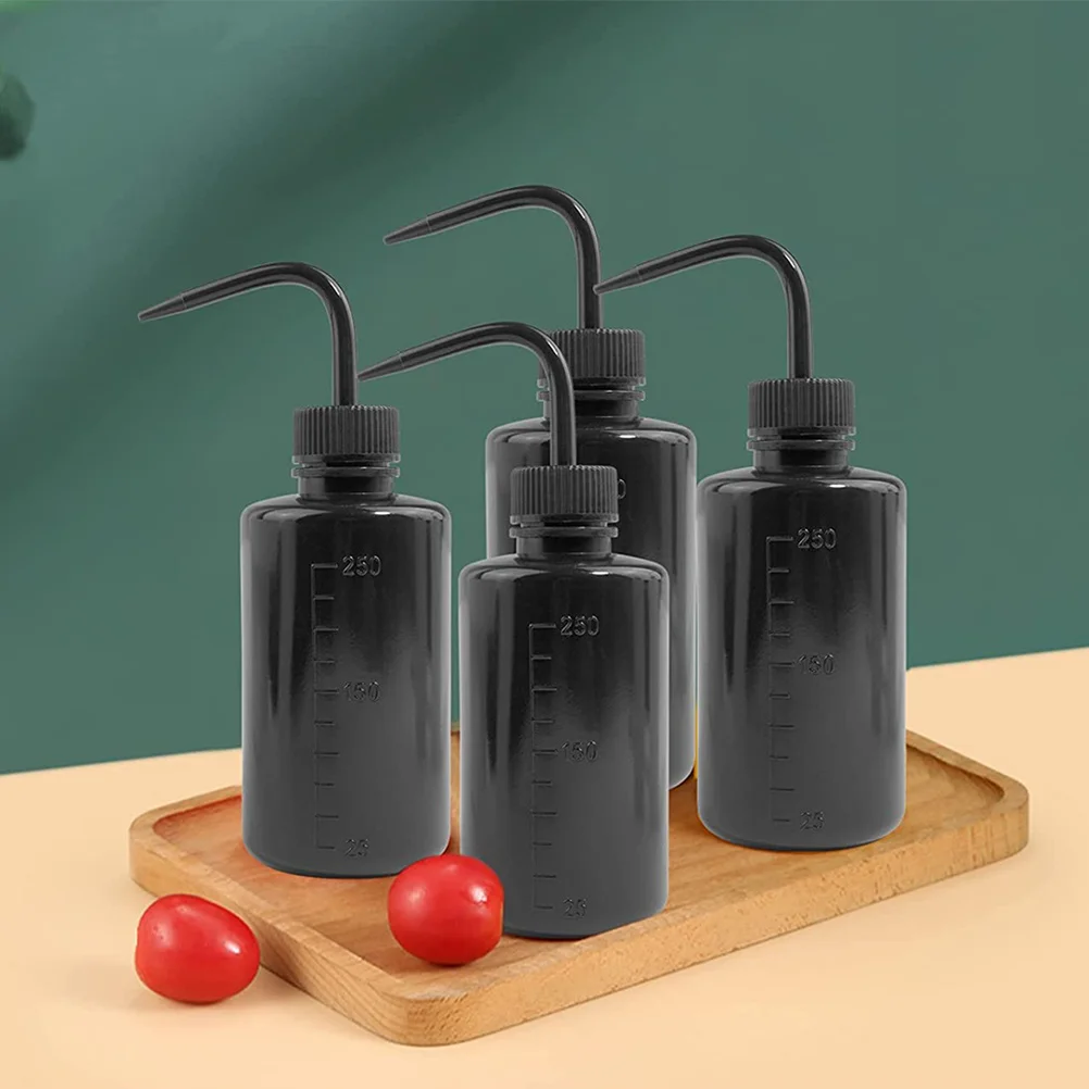 Botella exprimible de 250ml para extensiones de pestañas, almacenamiento de mermelada de ensalada, Base cóncava, soporte estable, boquilla, botella de agua, 4 Uds.