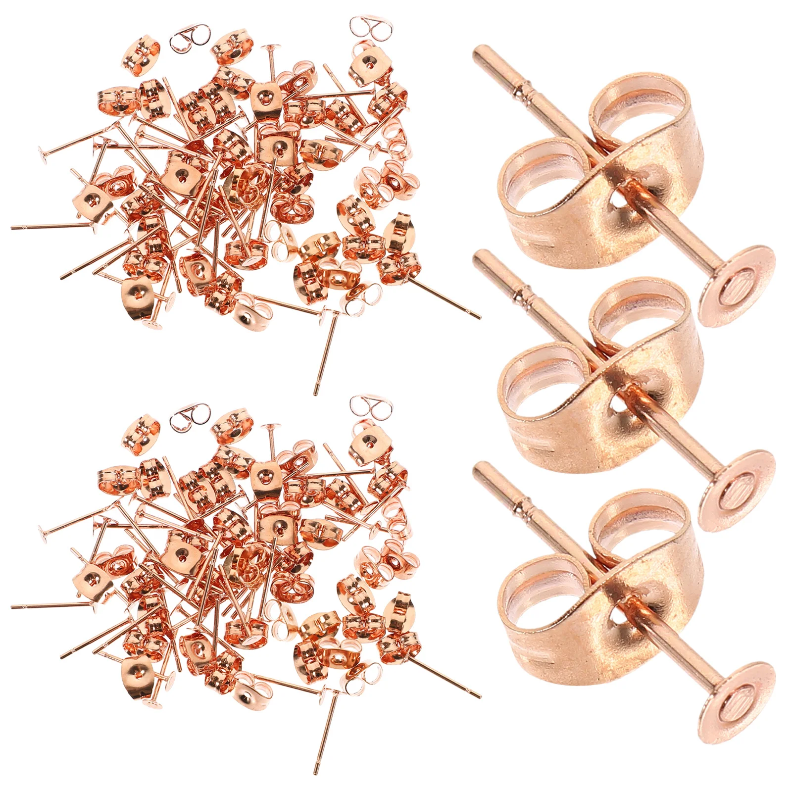 

50Pcs Stainless Steel Earring Posts and Backs for DIY Jewelry Making Ear Decoration Craft Flat Post Studs Findings Kit