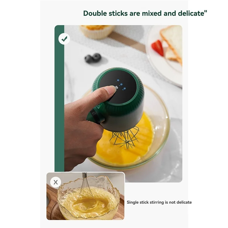 

Беспроводной портативный ручной венчик с перезаряжаемым 3-скоростным и 2 венчиками для выпечки венчика для молочного крема