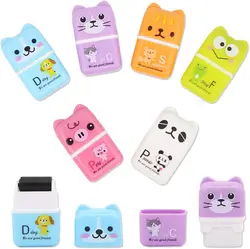 6 Pcs Cute Pencil Eraser, Cartoon Animal Themed Roller Colorful Rectangle Eraser, Pencil Rubber Erasers for Kids School Office S